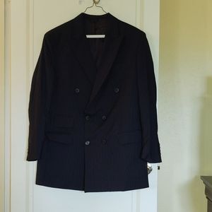 Navy blue pinstripe double-breasted men's suit